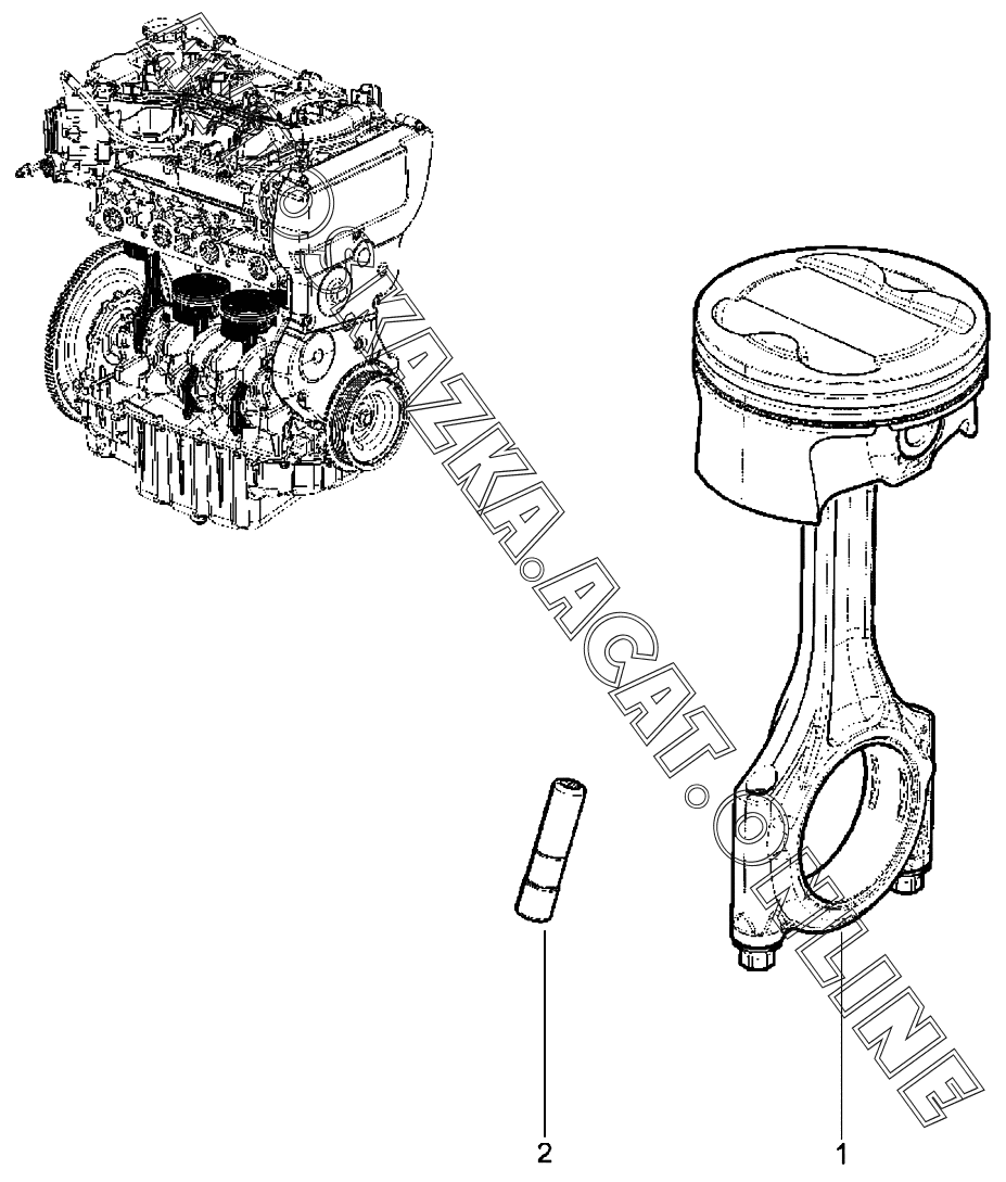 Поршень с шатуном в сборе (Р4М)(с 21.06.2018) ВАЗ Granta (2190, 2191 ...