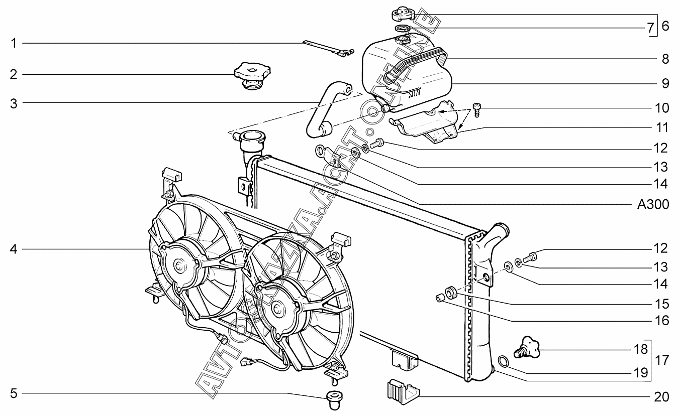 Радиатор ВАЗ-2131 (NIVA) (Чертеж № 132: список деталей, стоимость запчастей)