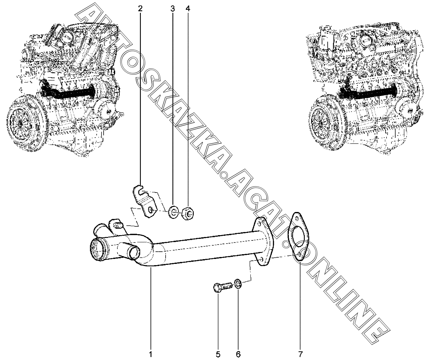 Труба подводящая водяного насоса (BVM5, BVA4) ВАЗ Granta (2190, 2191 ...