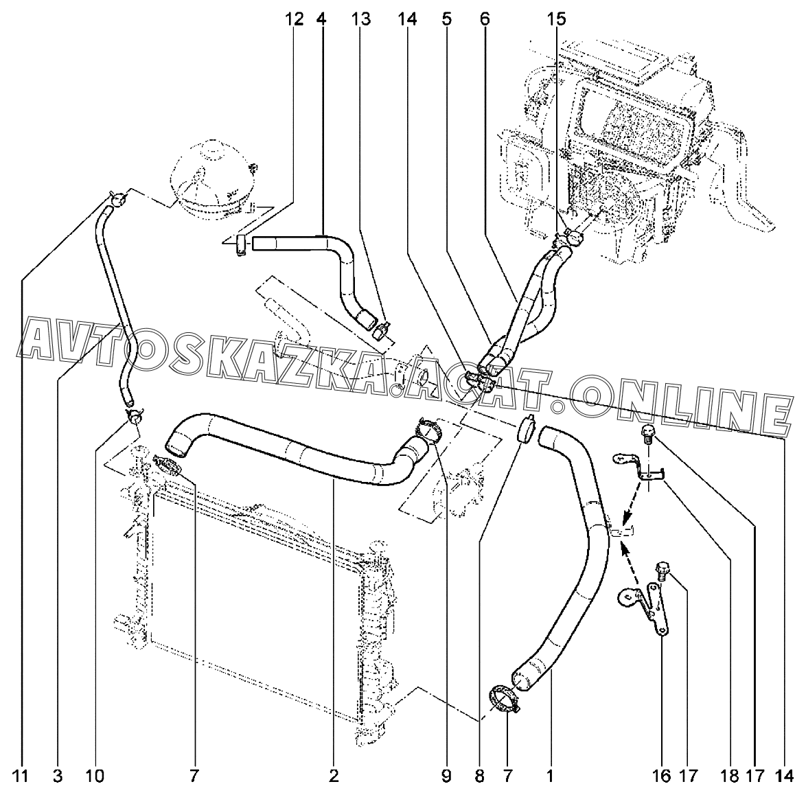 Шланги системы охлаждения двигателя (P4M, P4P) ВАЗ Vesta (2180 Lada ...