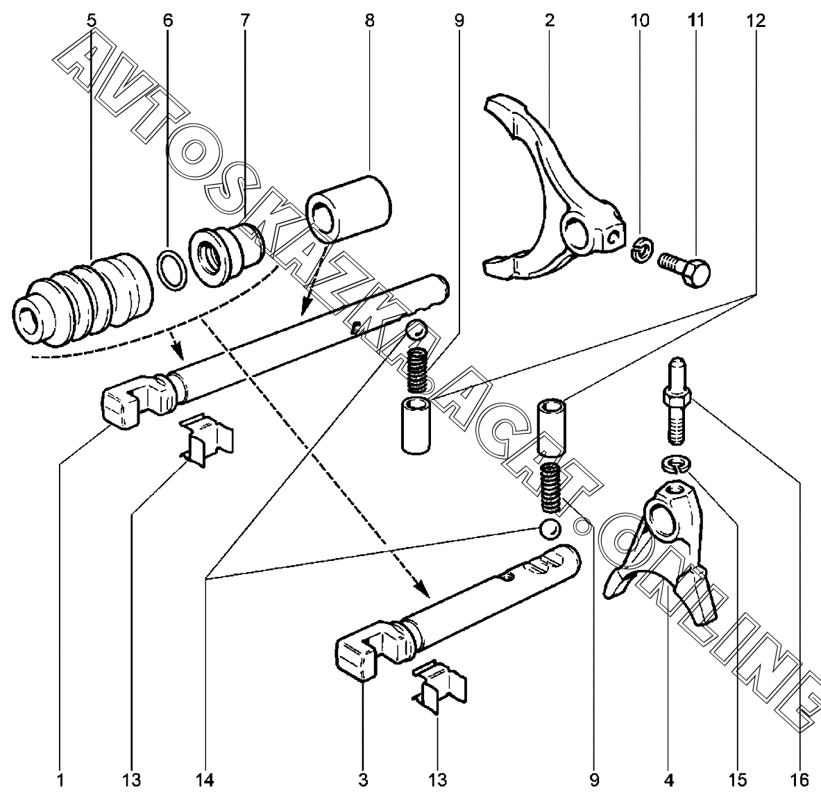 Механизм управления коробкой раздаточной ВАЗ 2121 Niva 4х4 (2121 Niva ...