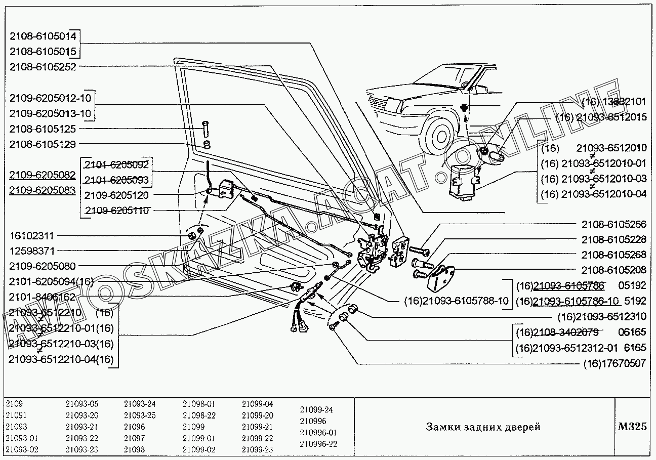 Схема замка ваз 2109