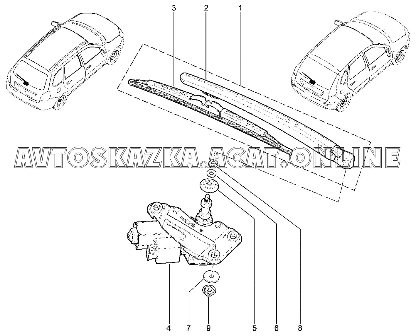 Стеклоочиститель заднего окна ВАЗ Kalina (2192, 2194 Lada Kalina ...