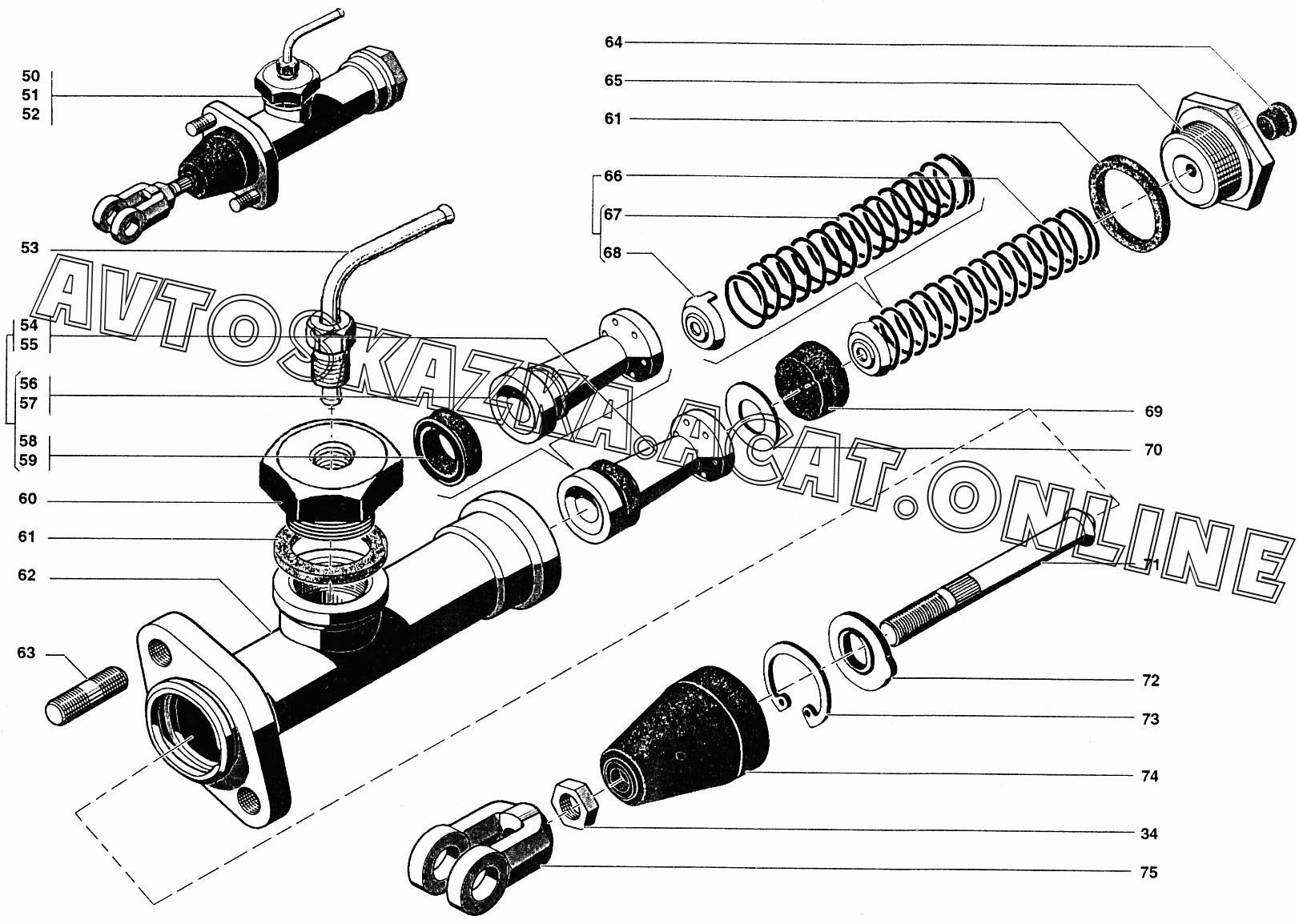 Привод выключения сцепления УАЗ 22069 (220694 (Euro-2), 220694 (Euro-3 ...
