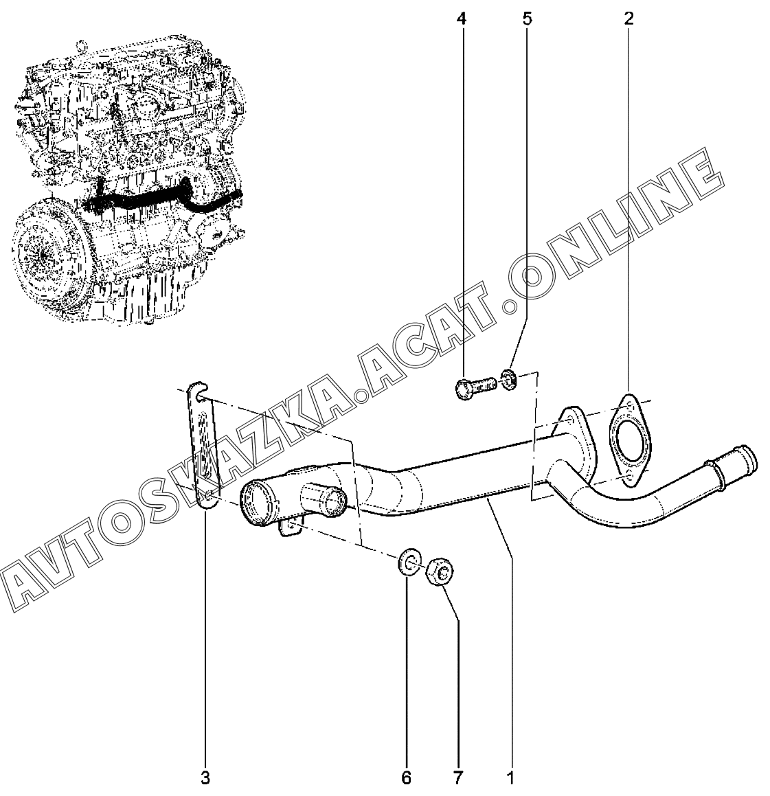 Труба подводящая водяного насоса (P4M, P4P) ВАЗ Vesta (2180 Lada Vesta ...