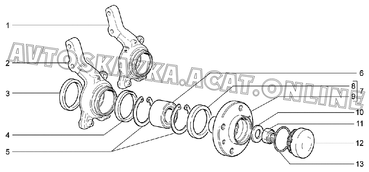 Кулаки поворотные и ступицы ВАЗ 2170 (21702-30, 21703-31, 21703-33 ...