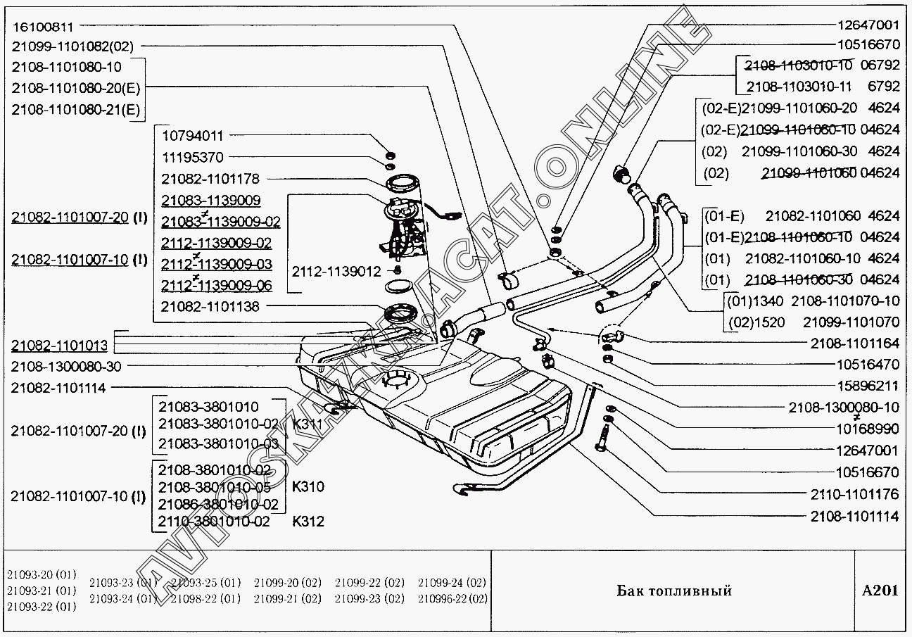 Схема блока 21099. 21099 В бак лезет только 30 литров.