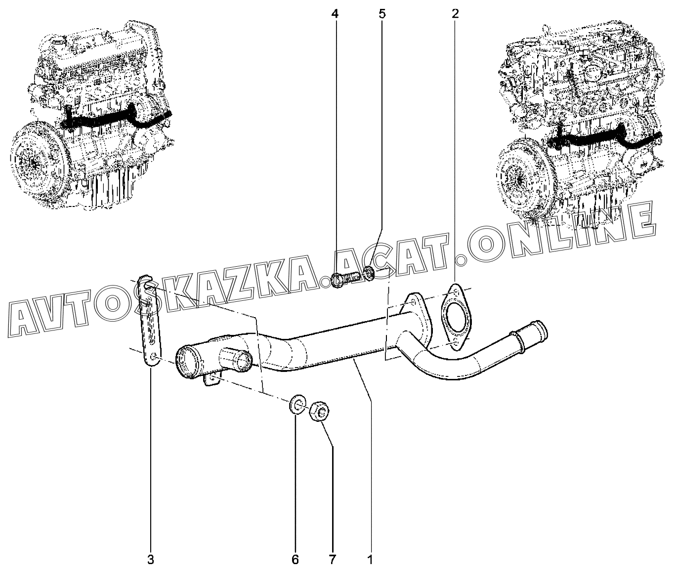 Труба подводящая насоса водяного (P3M,P4M) ВАЗ Largus (Lada Largus ...