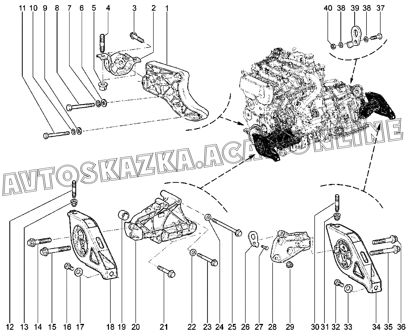 Подвеска двигателя (с КПП BVA4, с КУ) ВАЗ Granta (2190, 2191 Lada ...