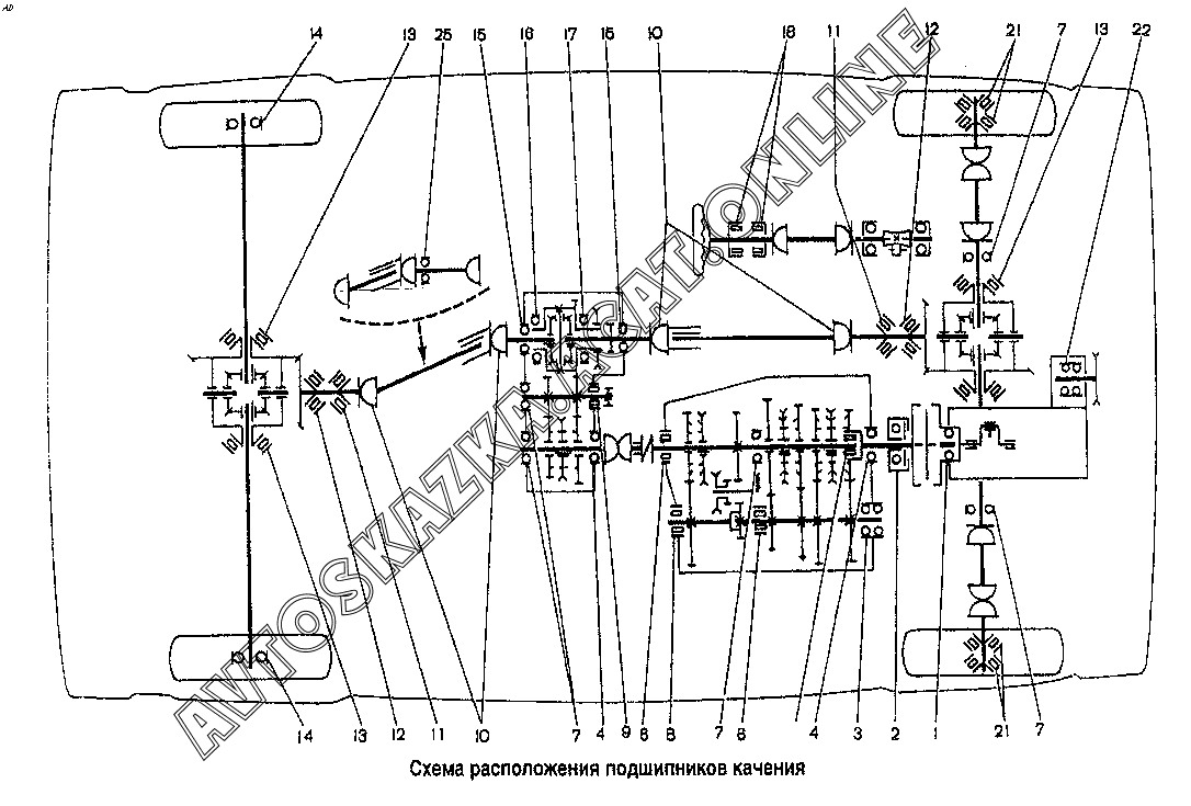 Схема установки подшипников качения ВАЗ 2120 (2120 "Надежда") купить в ...