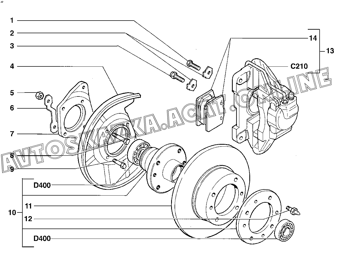 Тормоза передние ВАЗ 2104 (21040, 21043, 21044, 21045, 21046, 21047 ...