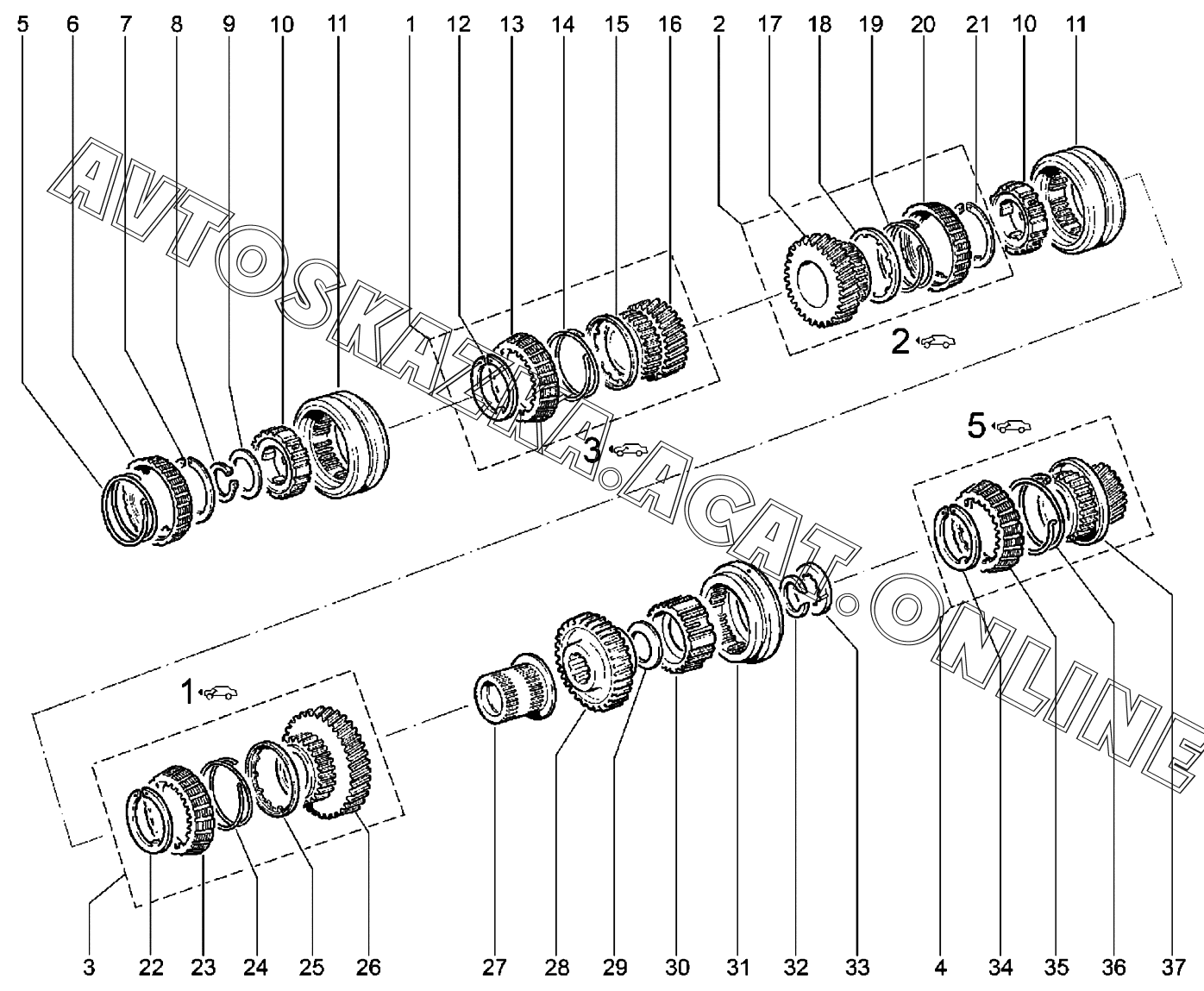 Схема коробки передач нива